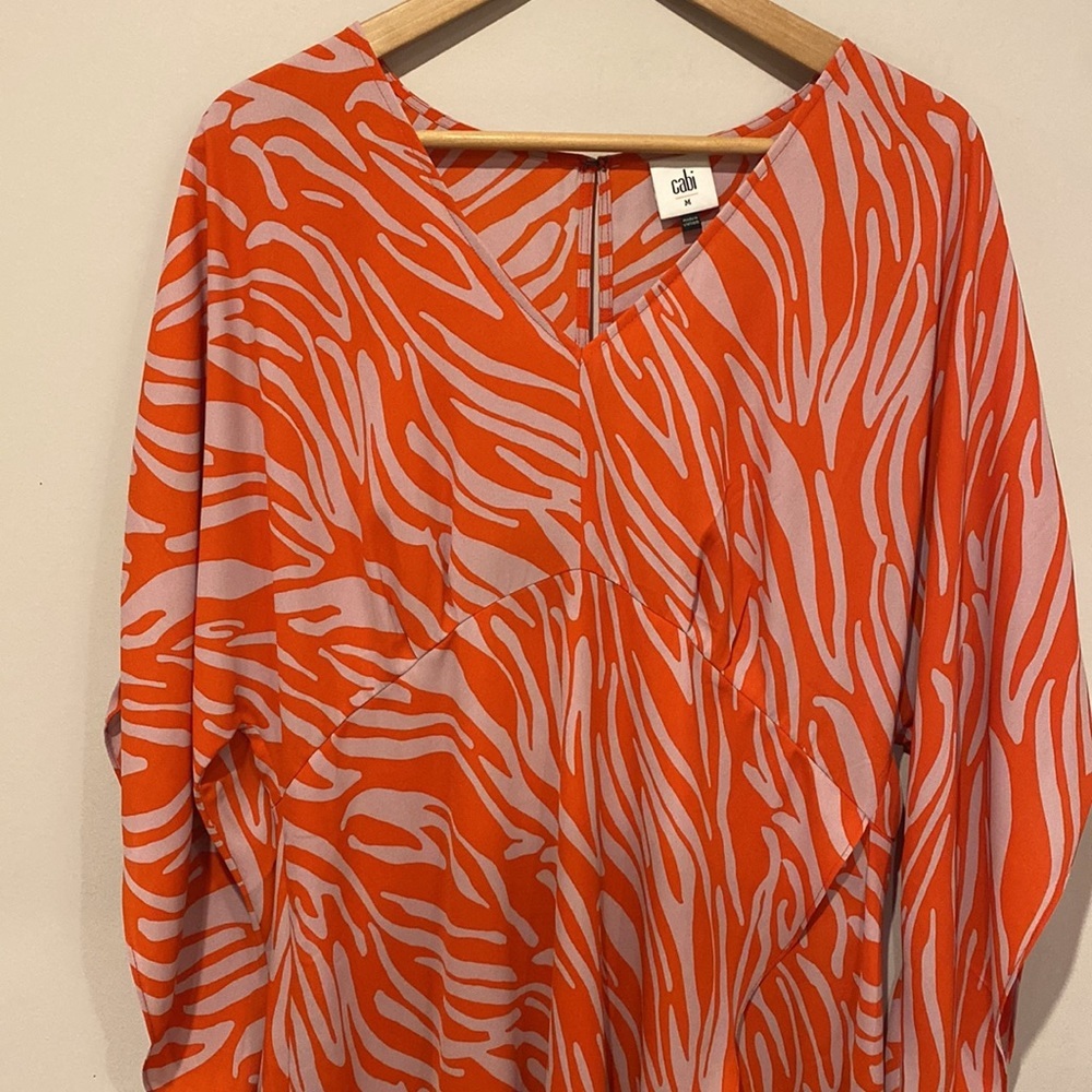 Cabi Red and Lavender Zebra Print Saunter Dress Caftan - Picture 2 of 8